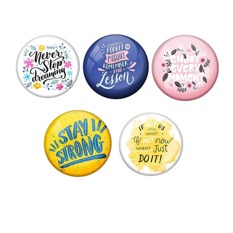 AVI Multi Colour Metal Fridge Magnet with Pack of 5 Happy Positive Quotes PQ 7 Design MC5R8001203 - Image 1
