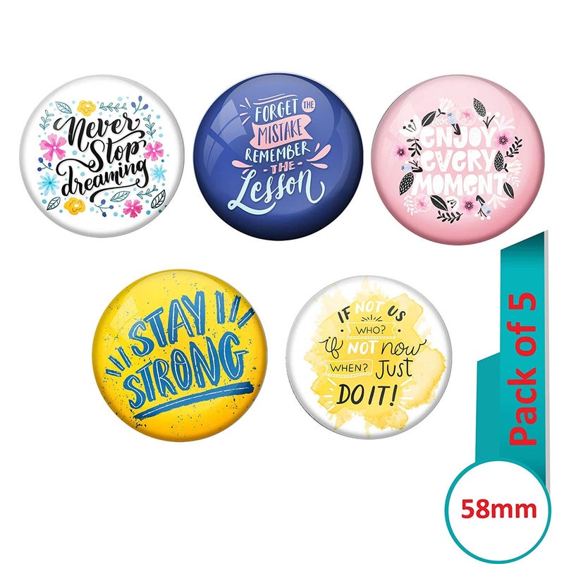 AVI Multi Colour Metal Fridge Magnet with Pack of 5 Happy Positive Quotes PQ 7 Design MC5R8001203 - Image 3