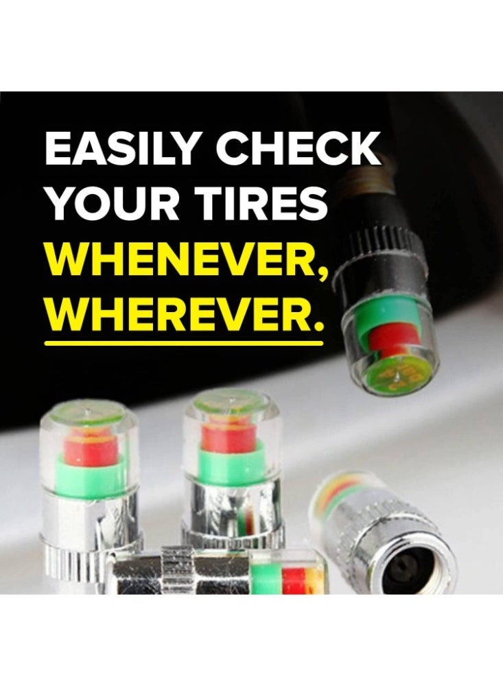 Tire Pressure Monitor Caps, 4PCS Easy-to-Read 3-Color Car Valve Stem Caps for Tire Pressure Detection, 32–35 PSI - Image 5