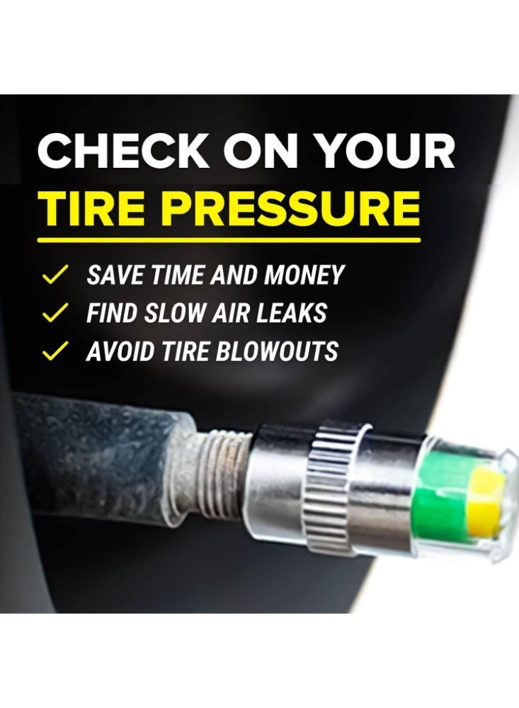 Tire Pressure Monitor Caps, 4PCS Easy-to-Read 3-Color Car Valve Stem Caps for Tire Pressure Detection, 32–35 PSI - Image 4