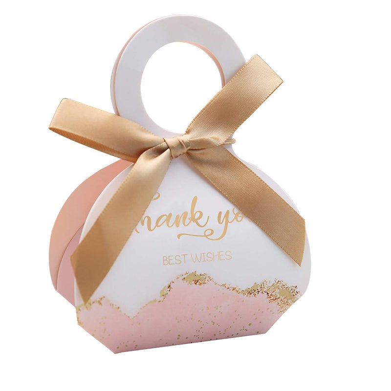 DORIS HOME 50 pcs Birthday Wedding Party Favor Boxes,Pink 2.5 * 1.37 * 3 inch Wedding Gift Bags Chocolate Candy and Gift Boxes Bridal Shower Party Paper Gift Boxes with Ribbons - Image 1
