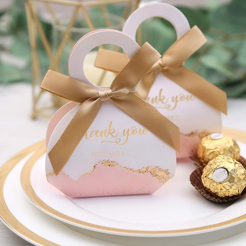 DORIS HOME 50 pcs Birthday Wedding Party Favor Boxes,Pink 2.5 * 1.37 * 3 inch Wedding Gift Bags Chocolate Candy and Gift Boxes Bridal Shower Party Paper Gift Boxes with Ribbons - Image 5