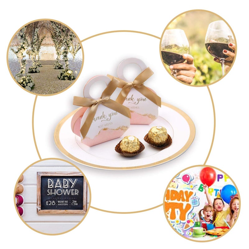 DORIS HOME 50 pcs Birthday Wedding Party Favor Boxes,Pink 2.5 * 1.37 * 3 inch Wedding Gift Bags Chocolate Candy and Gift Boxes Bridal Shower Party Paper Gift Boxes with Ribbons - Image 4
