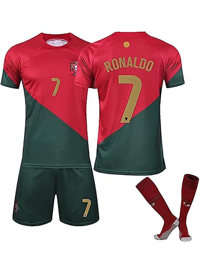 Kids Football Kit Ronaldo #07 Football Jersey Shirts Soccer Jerseys Set Soccer Protective Clothing Sport Gift Set Youth Sizes - Image 1