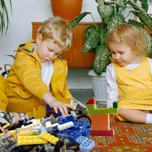BroTex Wheels and Axles Sets with Steering Wheels& &Windshield&Traffic Light, Over 400pcs Classic Bricks Pieces and Car Parts Kits, Basic Bulk Building Blocks Vehicles with Tires - Image 4