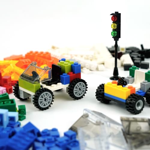 BroTex Wheels and Axles Sets with Steering Wheels& &Windshield&Traffic Light, Over 400pcs Classic Bricks Pieces and Car Parts Kits, Basic Bulk Building Blocks Vehicles with Tires - Image 5