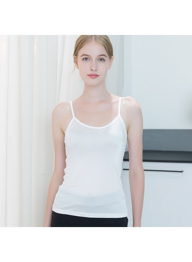 Silky Soft Silk Blend Knitted Camisole for Women, Summer Sleeveless Shoulder-Strap Top, Breathable Loungewear Designed to Wear Under Black Robes – Lightweight Home Clothes - Image 2