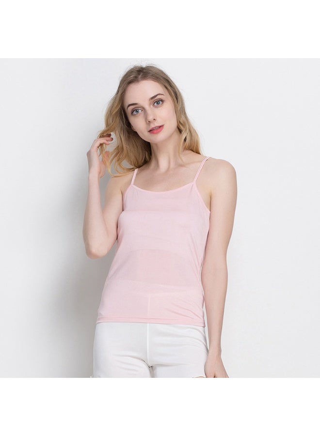 Silky Soft Silk Blend Knitted Camisole for Women, Summer Sleeveless Shoulder-Strap Top, Breathable Loungewear Designed to Wear Under Black Robes – Lightweight Home Clothes - Image 4