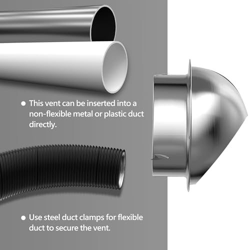 FICBXRA 8 Inch Dryer Vent Cover Stainless Steel Round Exhaust Grill Ventilation Outlet Wall Air Vent Dryer Hood External Extractor - Image 5