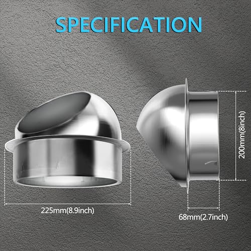 FICBXRA 8 Inch Dryer Vent Cover Stainless Steel Round Exhaust Grill Ventilation Outlet Wall Air Vent Dryer Hood External Extractor - Image 3