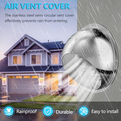 FICBXRA 8 Inch Dryer Vent Cover Stainless Steel Round Exhaust Grill Ventilation Outlet Wall Air Vent Dryer Hood External Extractor - Image 2