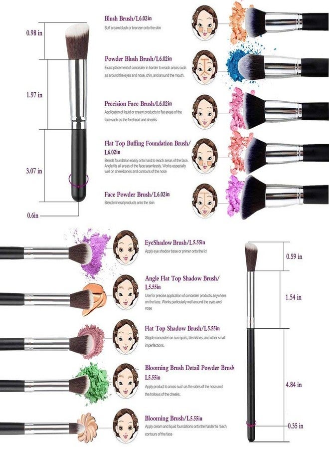 DATNASAYAD Women's & Girl's Mini Makeup Brushes Colour- Black - Set of 10 Pcs - Image 3