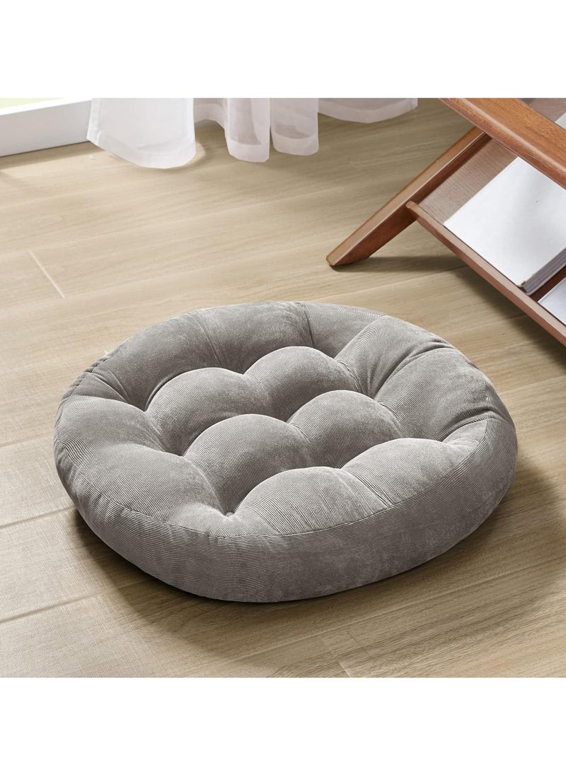 XICEN Meditation Floor Pillow, Round Large Pillows Seating for Adults, Tufted Corduroy Cushion for Tatami Living Room, Grey, 55cm  - Image 1
