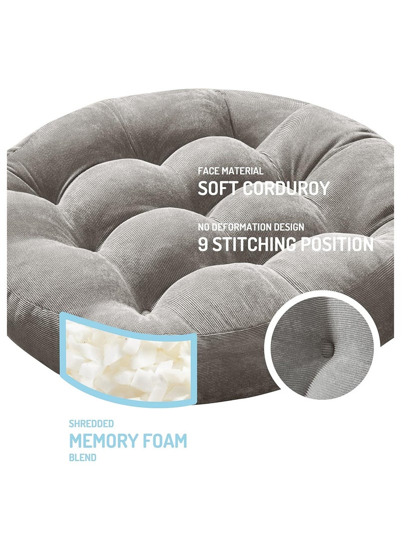 XICEN Meditation Floor Pillow, Round Large Pillows Seating for Adults, Tufted Corduroy Cushion for Tatami Living Room, Grey, 55cm  - Image 2