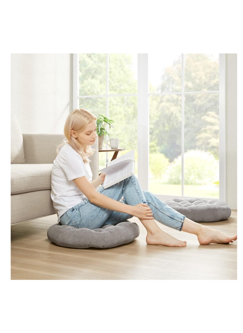 XICEN Meditation Floor Pillow, Round Large Pillows Seating for Adults, Tufted Corduroy Cushion for Tatami Living Room, Grey, 55cm  - Image 3