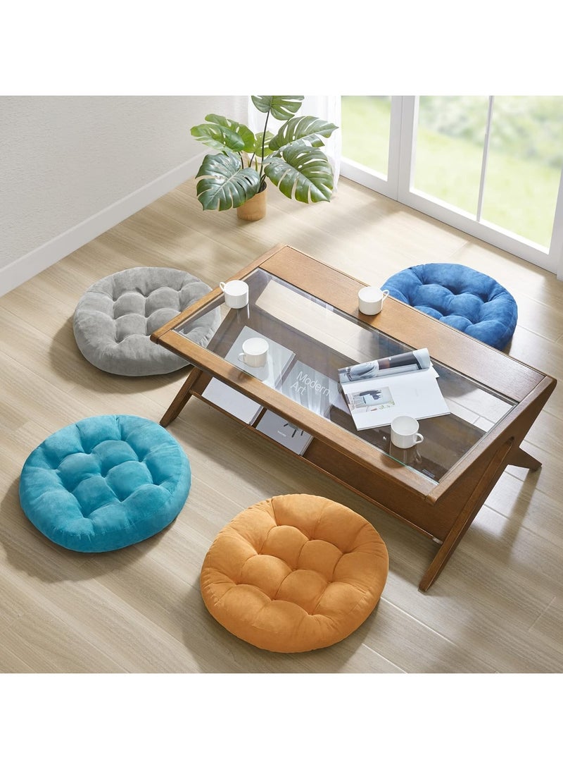 Meditation Floor Pillow, Round Large Pillows Seating for Adults, Tufted Corduroy Cushion for Tatami Living Room, Grey, 55cm