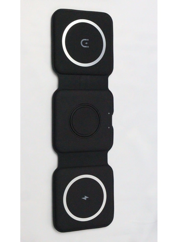 دولتري شاحن لاسلكي مغناطيسي 3 في 1 (أسود) - Image 3