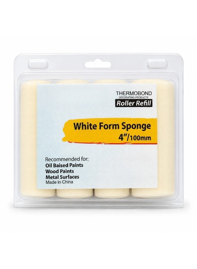 Thermobond White Foam Sponge Roller Refill 4 Inch / 100mm – Pack of 10, Paint Roller Sleeve for Oil Based Paints, Wood Paints & Metal Surfaces - Image 1