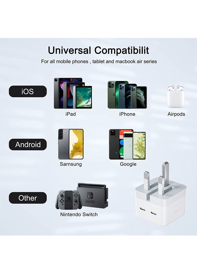 Rock Pow 50W iPhone 15 Fast Charger Dual USB Type C Charger Plug, PD3.0 Power Adapter for iPhone 12/13/14/11 Pro Max, Pad Pro/Air, Galaxy etc - Image 5