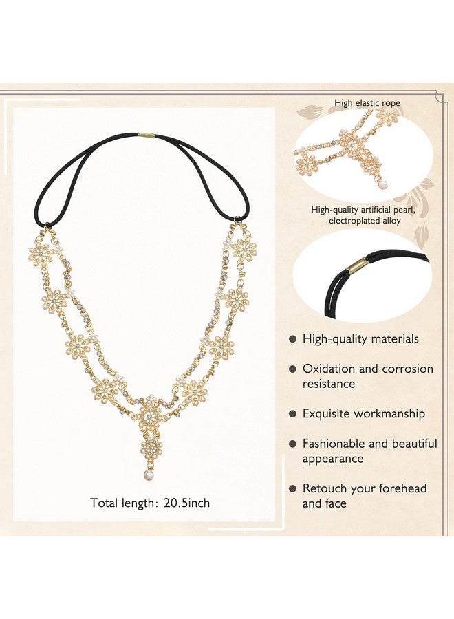Luinabio Head Chain Jewelry Headpiece Rhinestone Head Jewelry Wedding Headband Chain Headpiece Bohemian Style Rhinestone Headband Diamond Head Chain Hair Accessories For Women Girls Hair Decoration (Gold) - Image 3
