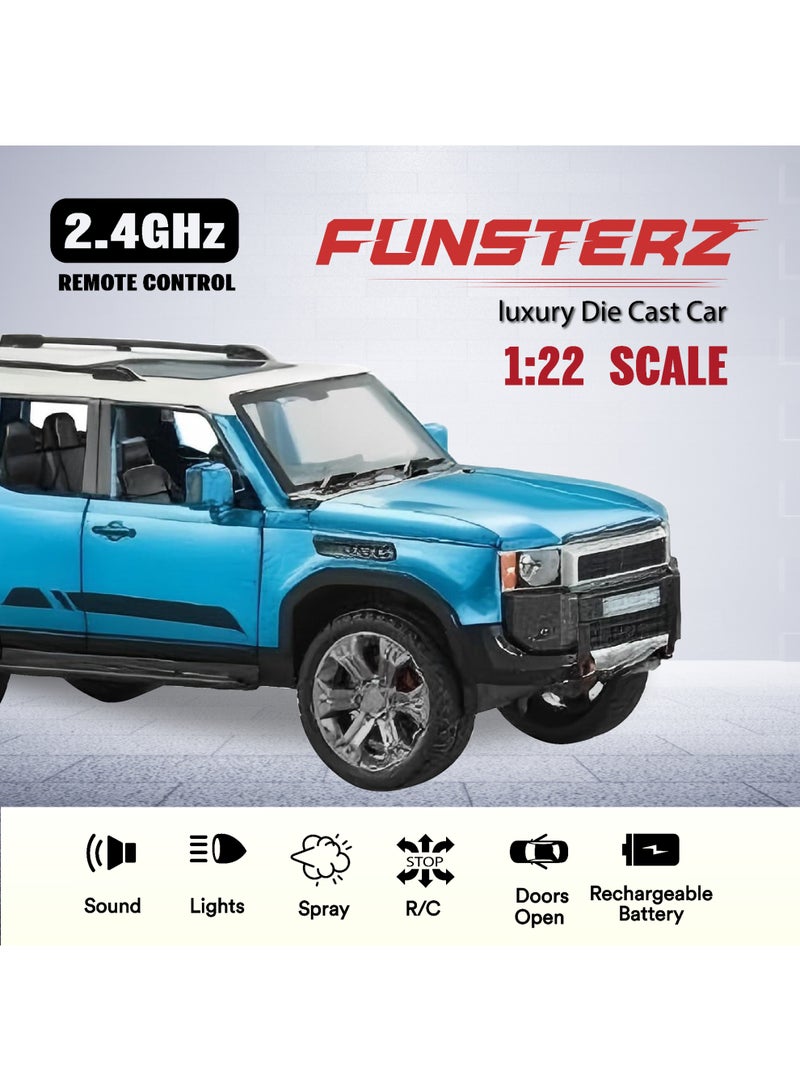 Funsterz 1:22 RC Toyota Prado – Spray Mist Alloy Body Remote Control Car with LED Lights, Rechargeable Battery, Full-Function Driving – Realistic Die-Cast Off-Road Model - Image 2