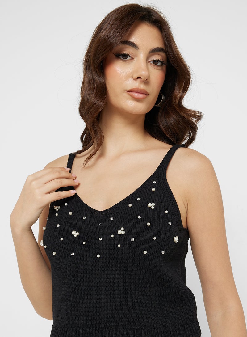 ONLY Embellished V-Neck Cami top  - Image 3