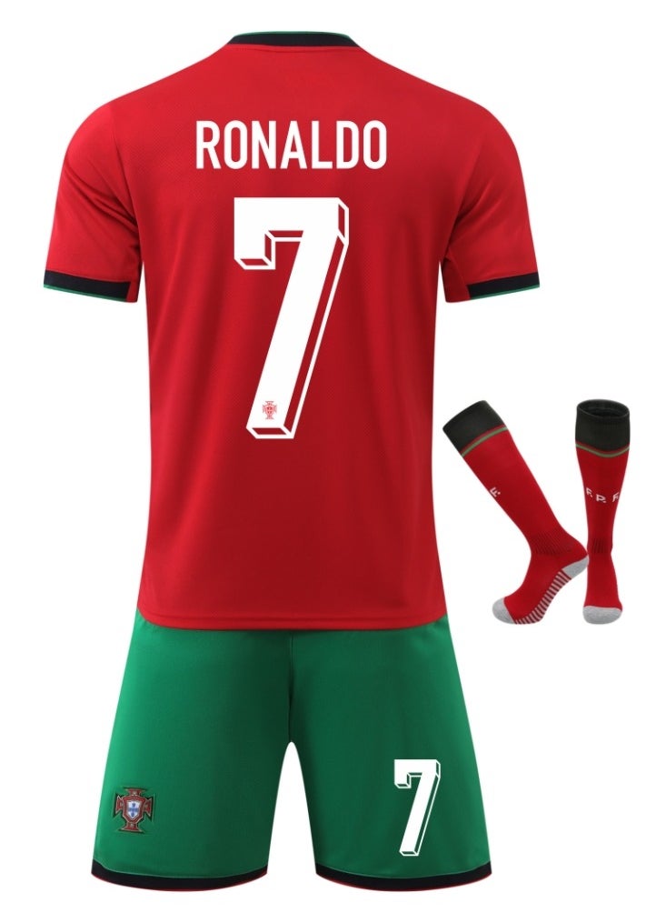 Generic 2425 Portugal Ronaldo No. 7 Football Jersey Kids Soccer Shirt Sportswear Set  - Image 1