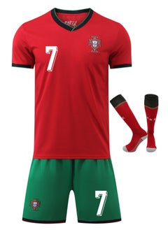 ماركة غير محددة 2425 البرتغال رونالدو رقم 7 مجموعة ملابس رياضية لكرة القدم جيرسي للأطفال  - Image 2