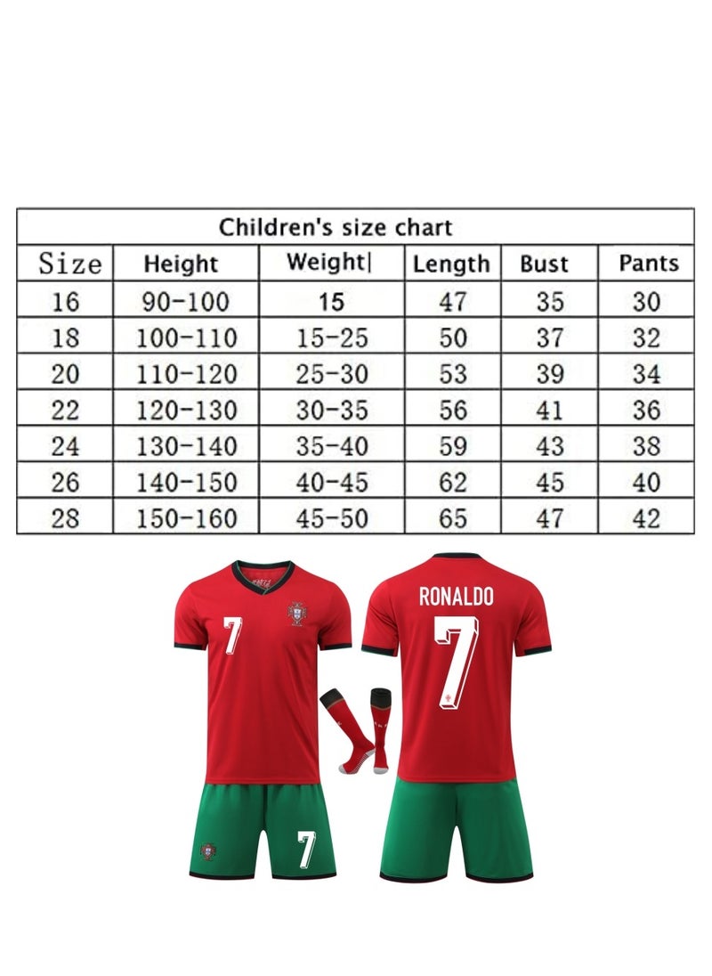 Generic 2425 Portugal Ronaldo No. 7 Football Jersey Kids Soccer Shirt Sportswear Set  - Image 4
