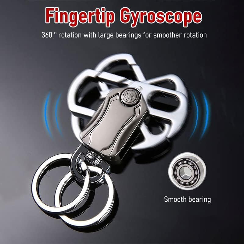 BIRDLINE Multifunction Keychain 5 in 1 Heavy Duty Dual Ring Metal Key Chain, Bottle Opener, Mobile Phone Holder, 360° Rotate Spinner - Outdoor Carabiner Portable Car & Bike Keychain. - Image 2