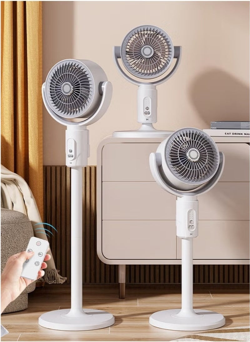 دينكس مروحة أرضية DENX لتوزيع الهواء DX2607 - مروحة 3 في 1 للاستخدام على المكتب أو كقاعدة أو على الأرض، مع ارتفاع قابل للتعديل من 38 إلى 82 سم، تشغيل هادئ بخمس سرعات، دوران بزاوية 90 درجة، قابلة لإعادة الشحن عبر منفذ USB-C، مزودة بجهاز تحكم عن بعد، محمولة للاستخدام في المنزل والمكتب. - Image 2