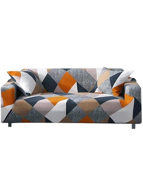 Printed Sofa Cover, Sofa Slipcovers Stretch Couch Covers for Seater Cushion Couch, Elastic Universal Furniture Protector with 1 Pillowcase (145-185cm, Color geometry)