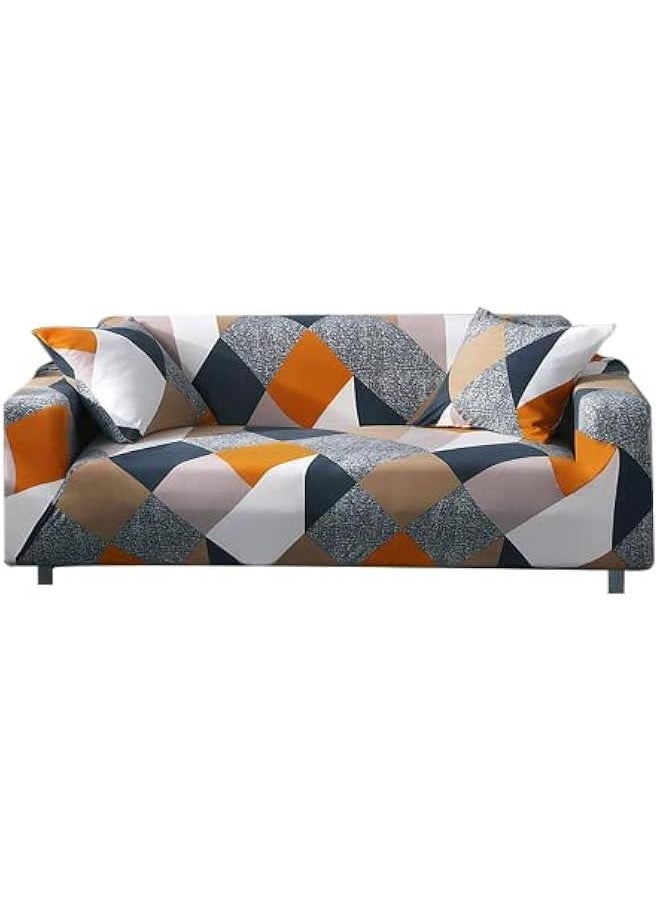 Beauenty - Printed Sofa Cover, Sofa Slipcovers Stretch Couch Covers for Seater Cushion Couch, Elastic Universal Furniture Protector with 1 Pillowcase (145-185cm, Color geometry) - Image 1