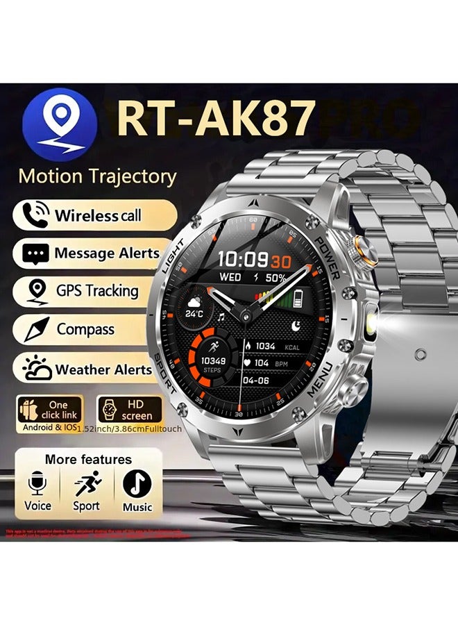 RollsTimi Smart Watches for Men with Bluetooth Call, 1.7" HD Waterproof Smartwatch with Flashlight, 100+ Sport Modes, 1000mAh Sleep Monitor Fitness Tracker for Android iOS