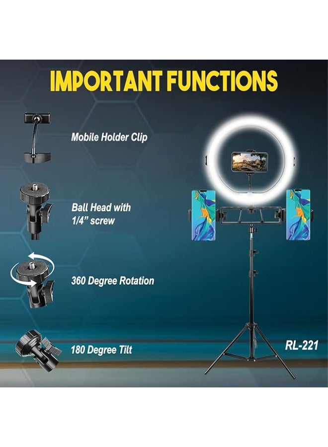 RL-221 10-Inch LED Ring Light with Tripod Stand & Bluetooth Remote – Dimmable 3 Color Modes for Mobile Phones & Cameras – Ideal for Video, Makeup & Streaming  - Image 4