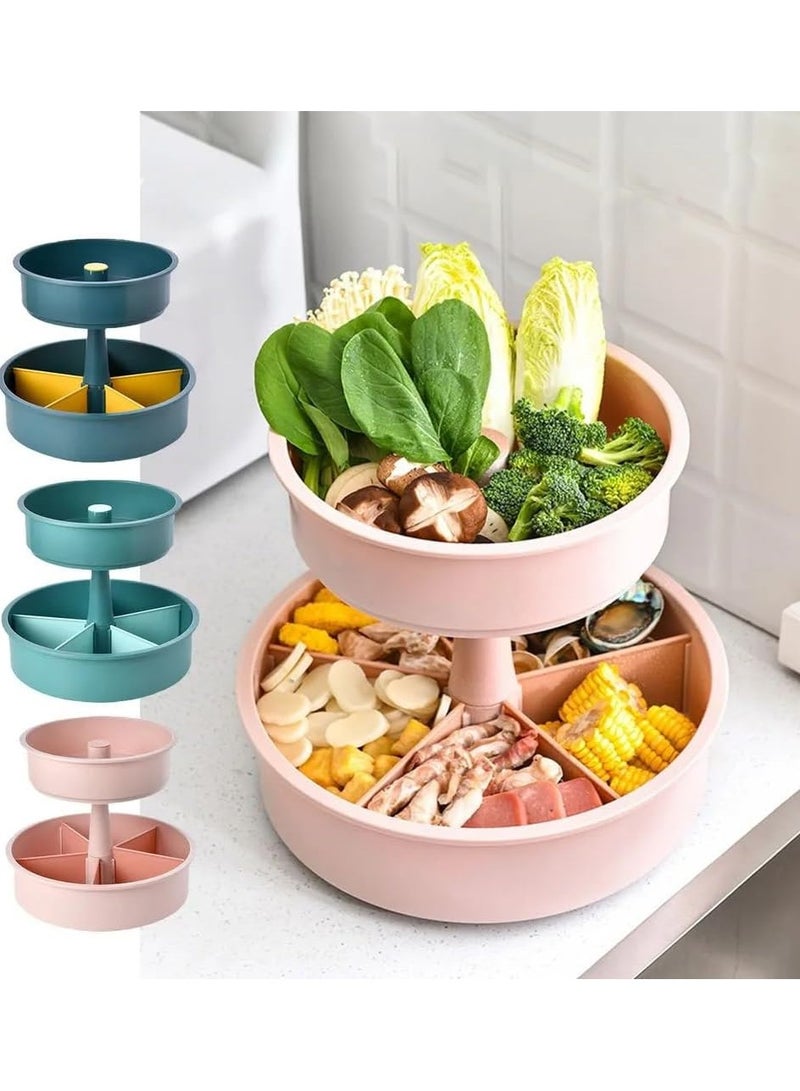 360 Degree Rotating 2 Tier Multifunctional Organizer, Detachable and Adjustable 2-Tier Makeup Organizer, Serving Plate, Spice Rack, Versatile Organizer for Home, Kitchen, Dressing Table (Green)  - Image 1