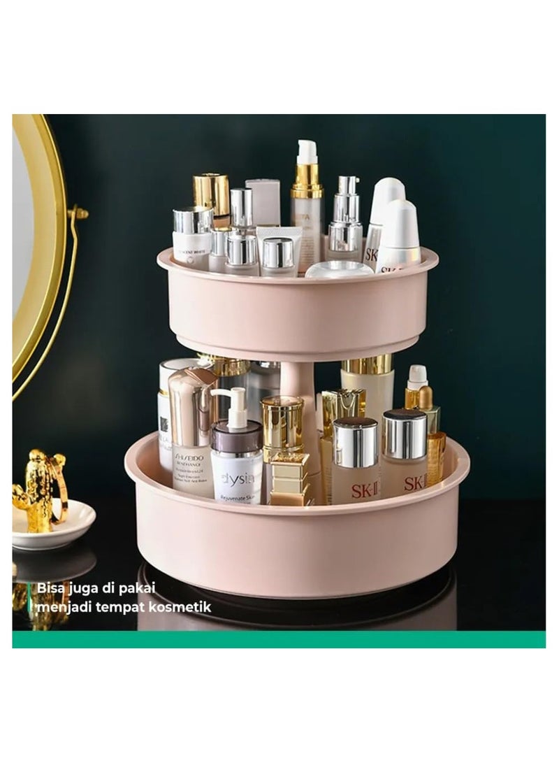 360 Degree Rotating 2 Tier Multifunctional Organizer, Detachable and Adjustable 2-Tier Makeup Organizer, Serving Plate, Spice Rack, Versatile Organizer for Home, Kitchen, Dressing Table (Green)  - Image 5