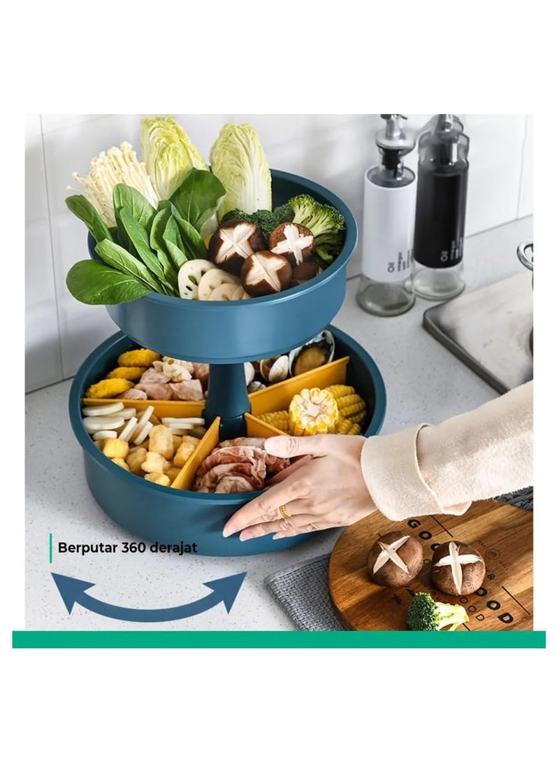 360 Degree Rotating 2 Tier Multifunctional Organizer, Detachable and Adjustable 2-Tier Makeup Organizer, Serving Plate, Spice Rack, Versatile Organizer for Home, Kitchen, Dressing Table (Green)  - Image 3