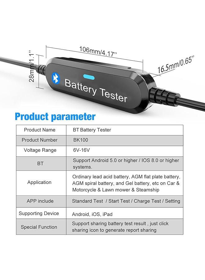 Excefore Lcd Circuit Tester, Car Battery Tester, 6V 12V Car Bt Battery Tester, Car Truck Vehicle Circuits Low Voltage Tester Probe, Battery Load Tester Internal Resistance Tester For Car Motorcycle Steamship - Image 5