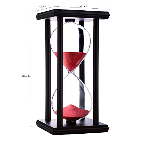 BELLAWARE Hourglass Timer with Red Sand, 60 Minute Wooden Frame Sand Timer, Creative Handcraft Decoration - Image 5