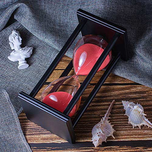 BELLAWARE Hourglass Timer with Red Sand, 60 Minute Wooden Frame Sand Timer, Creative Handcraft Decoration - Image 3