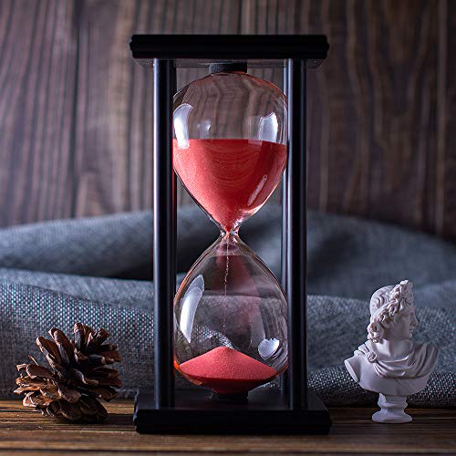 BELLAWARE Hourglass Timer with Red Sand, 60 Minute Wooden Frame Sand Timer, Creative Handcraft Decoration - Image 2