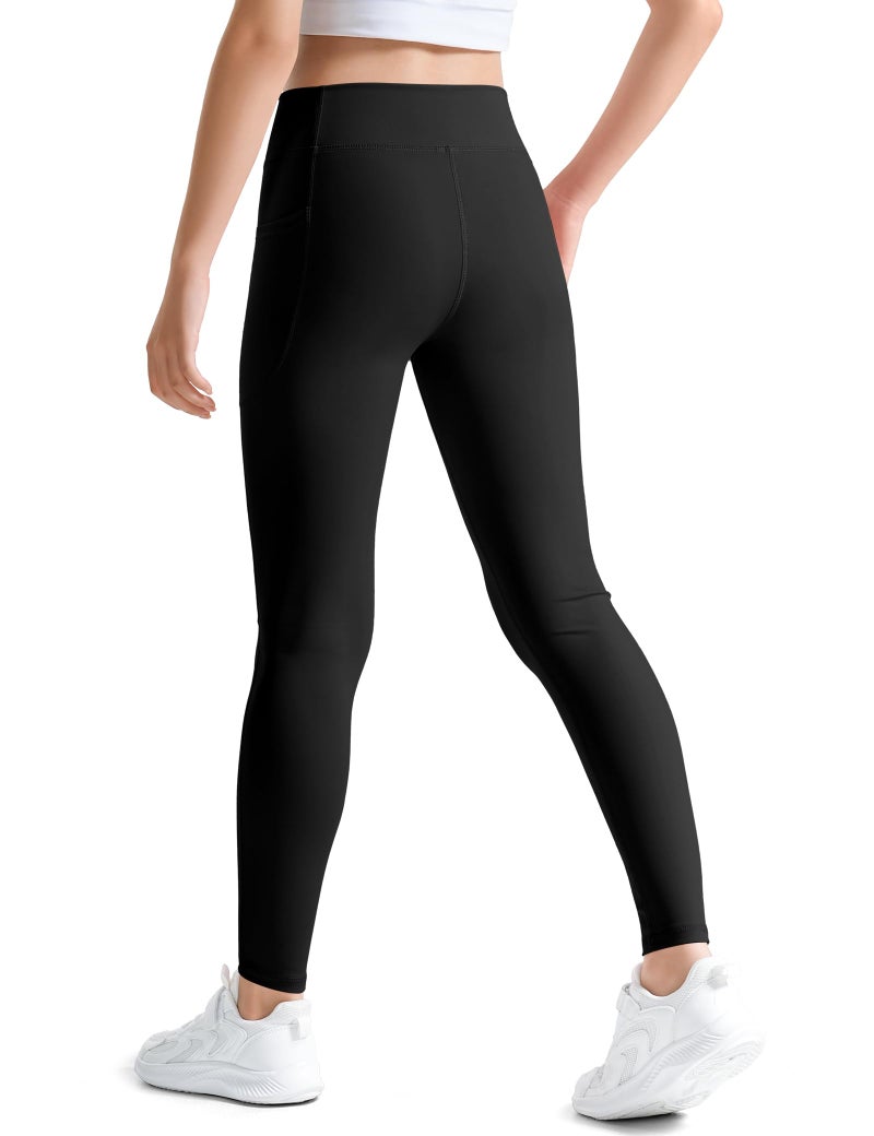 KEREDA Girls Athletic Leggings V Cross Yoga Pants Teen Girls with Pocket for Workout,Gym,Running,Dance Black 13-14 Y - Image 4