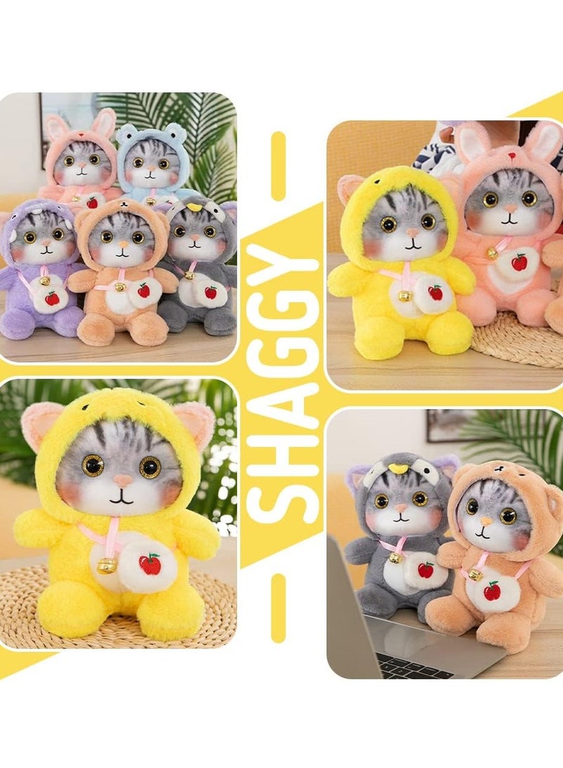 KASTWAVE Cat Frog Plush Stuffed Animal Cat Plushies with Frog Outfit, Gifts for Kids Yellow（9.8 inches）  - Image 4