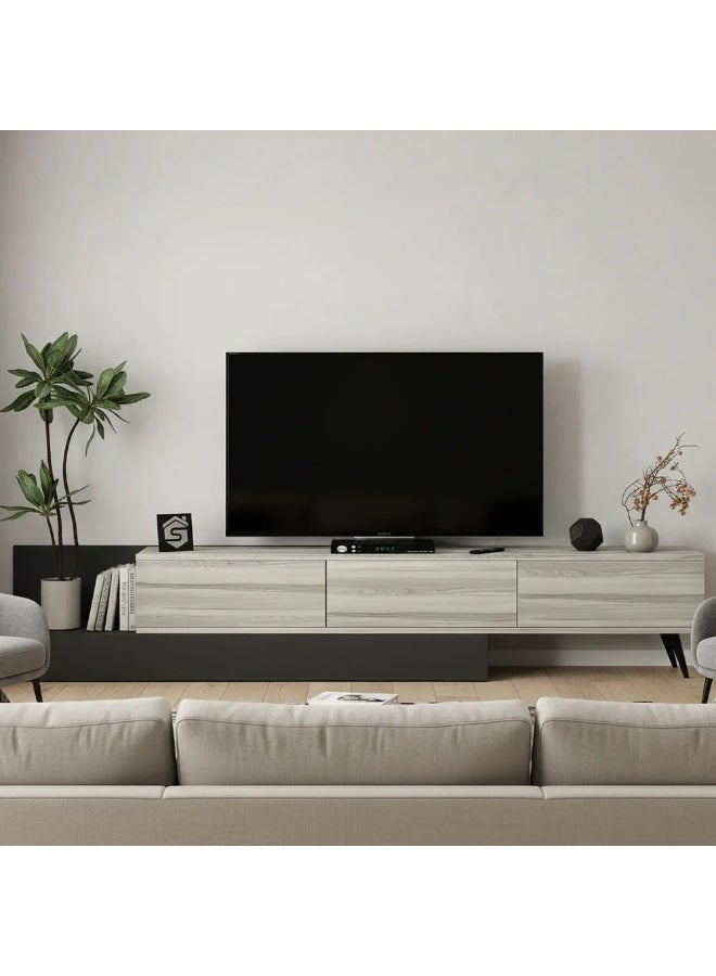 ستايلش هوم دولاب طاولة تلفزيون ابيض ورمادي - TV55 - Image 3