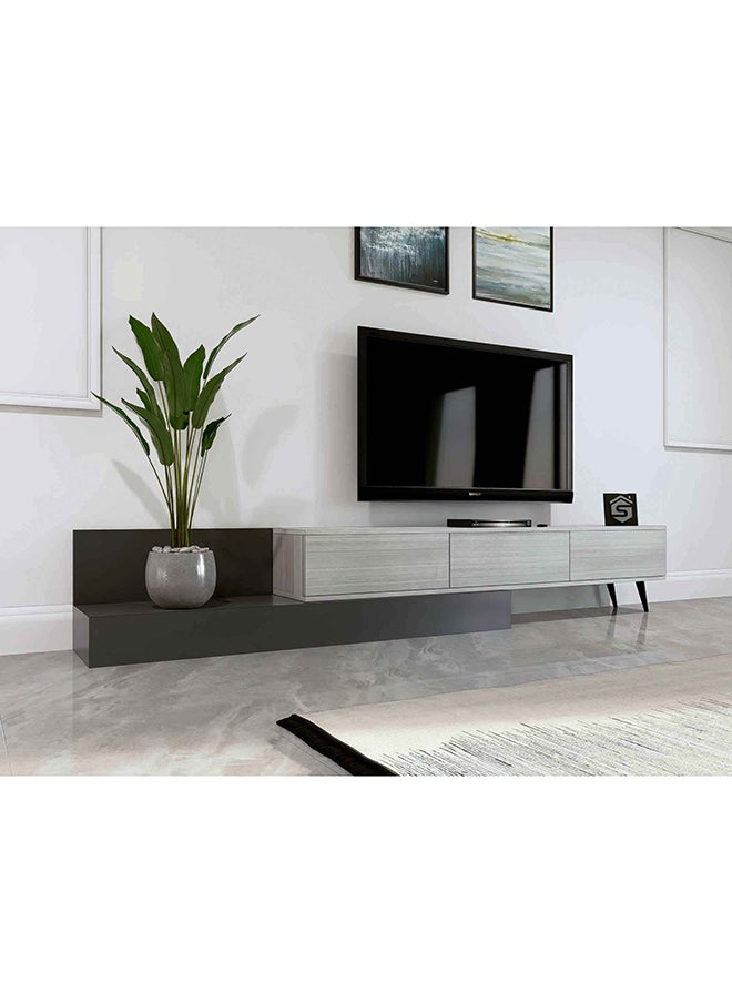 ستايلش هوم دولاب طاولة تلفزيون ابيض ورمادي - TV55  - Image 1
