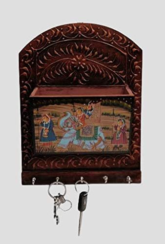 Shivam Rajasthani wooden hand painted magazine and key Holder - Image 1