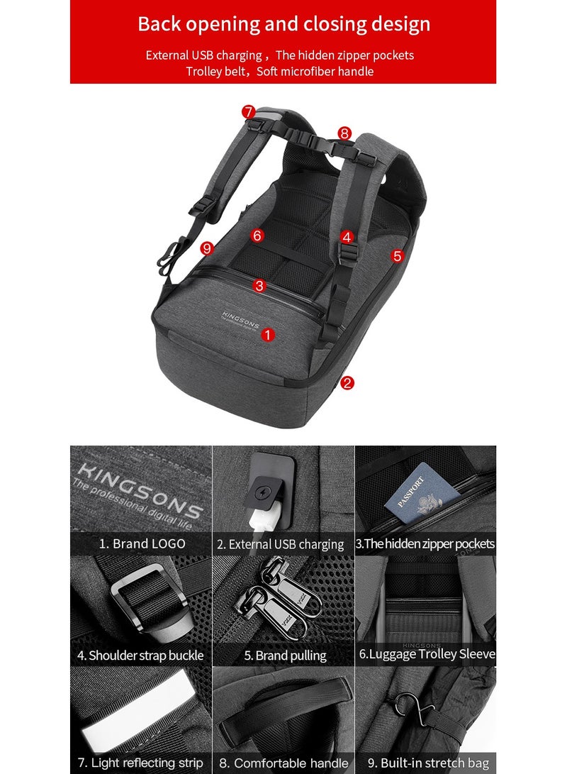 كينغسونز حقيبة ظهر KINGSONS KS-3149 للاب توب للطلاب الجامعيين مضادة للسرقة ومنفذ USB مقاس 15.6 بوصة - Image 5