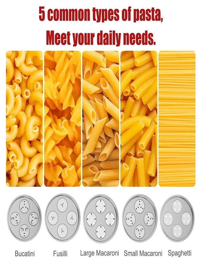 Eascandy Metal Gourmet Pasta Press Attachment for KitchenAid Stand Mixer - Durable Metal Pasta Maker Attachment with 5 Interchangeable Plates for Fresh Homemade Pasta - Image 3