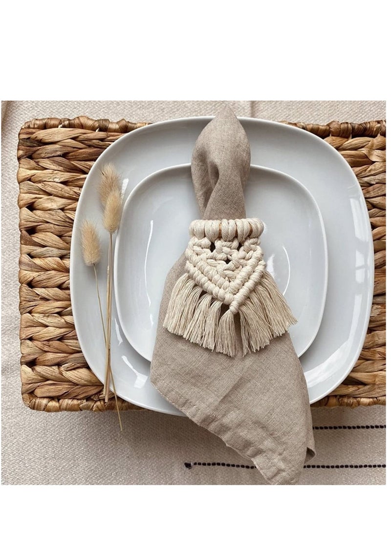 Napkin Rings Set of 6 Handmade Bohemia Macrame Woven Cotton Napkin Ring Holders for Wedding Party Farmhouse Dining Table Decor - Image 2